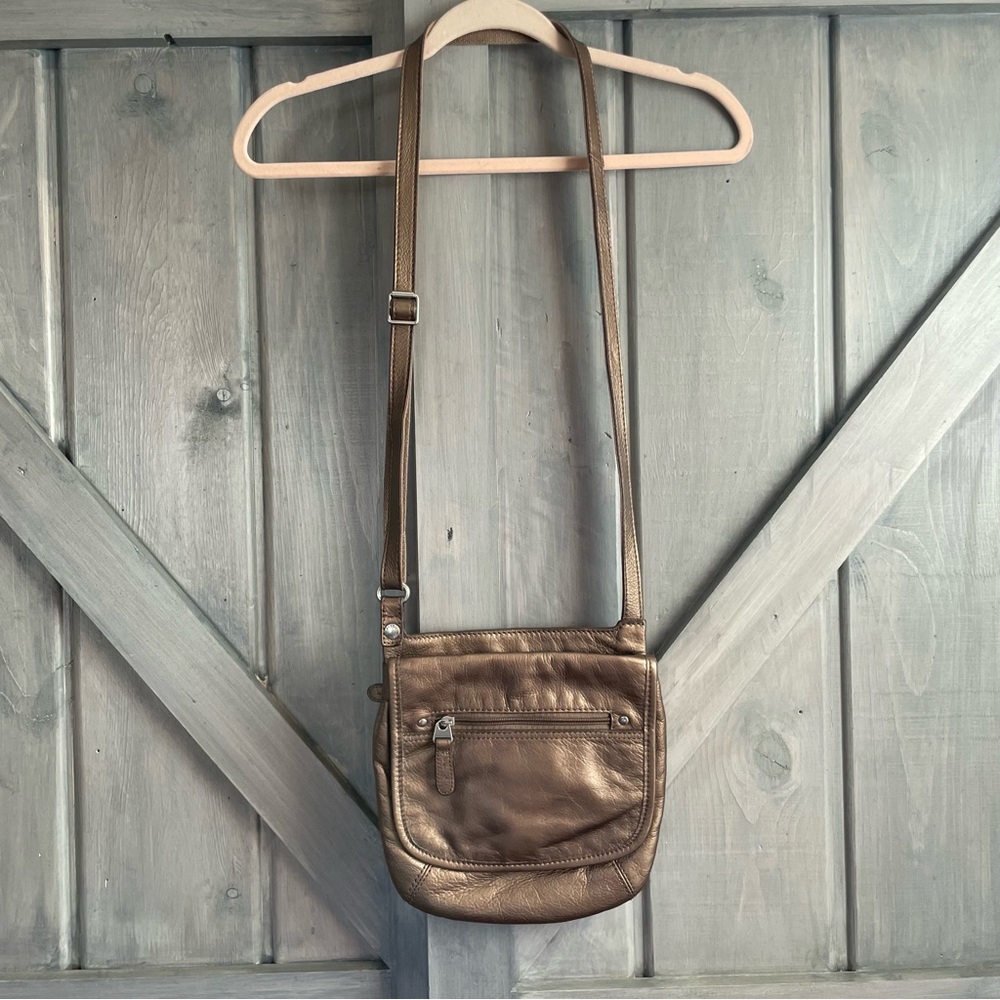 FOSSIL Gold Bronze Metallic Crossbody Bag